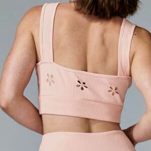 Electric Yoga Women's Sedona Ribbed Floral Cutout Bralette Pink Size XSmall